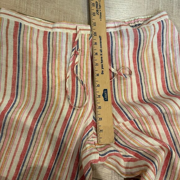BOSTON PROPER WOMENS MULTI COLOR STRIPE LINEN PANTS NEW SIZE 14 - Picture 7 of 12